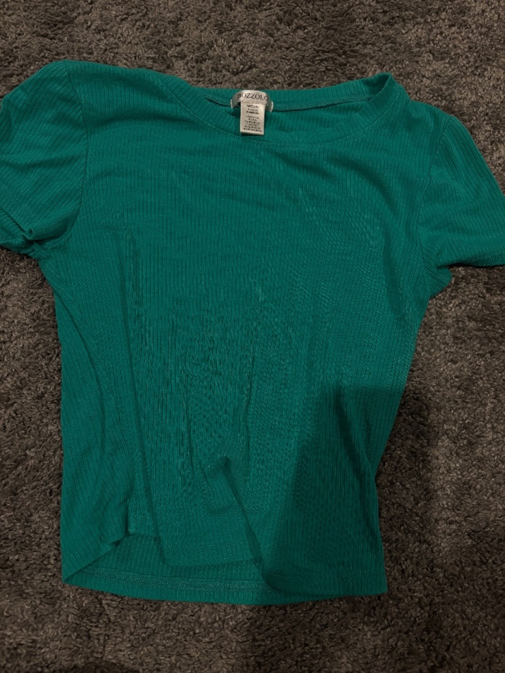 Bozzolo Ribbed Short Sleeve Fitted Tee — Green